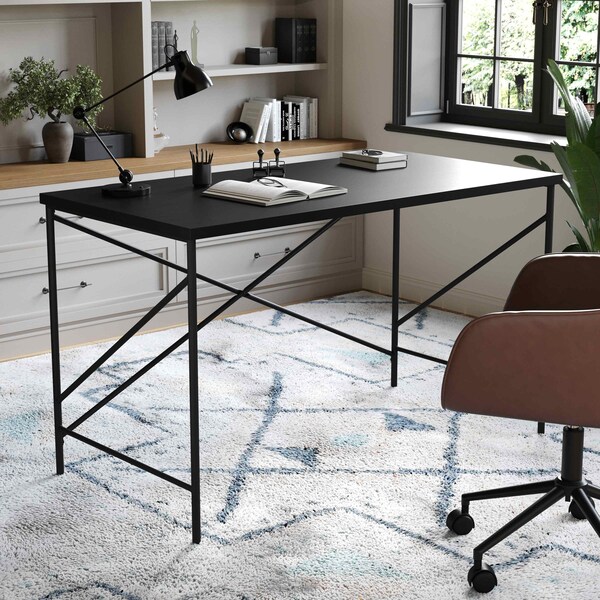 Martha Stewart 23.5 in. D X 47.25 in. W X Engineered Wood, Steel, Black Top/Oil Rubbed Bronze Frame XU-DK-4-BK-MS - main